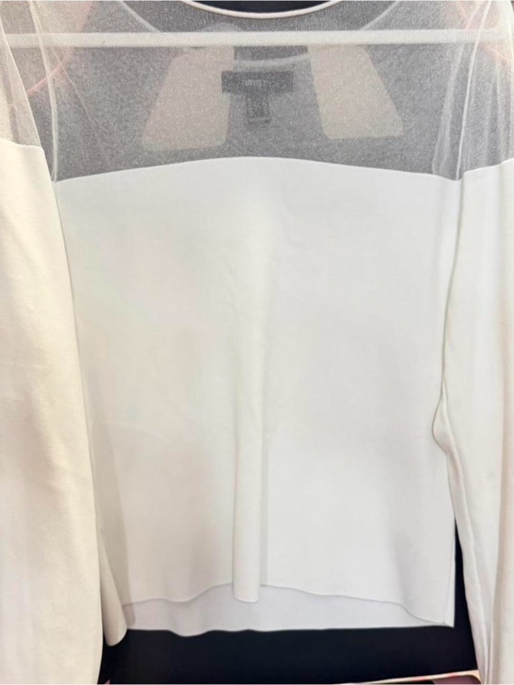 Forever 21 White Sheer Yoke Pullover Sweatshirt